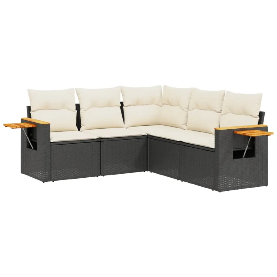 vidaXL Patio Sofa Set 5-zits Black and Cream