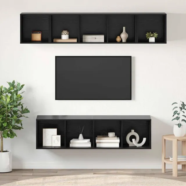 vidaXL Tv-meubelset 4 st Zwart Eiken Bewerkt hout, foto 2