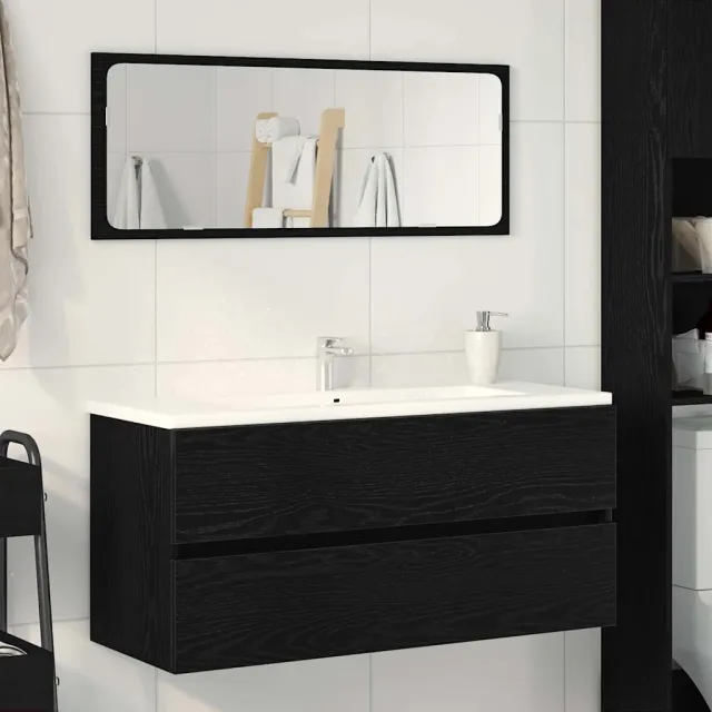 vidaXL Wastafelkast 100x38,5x45 cm spaanplaat zwart eikenkleurig, foto 2