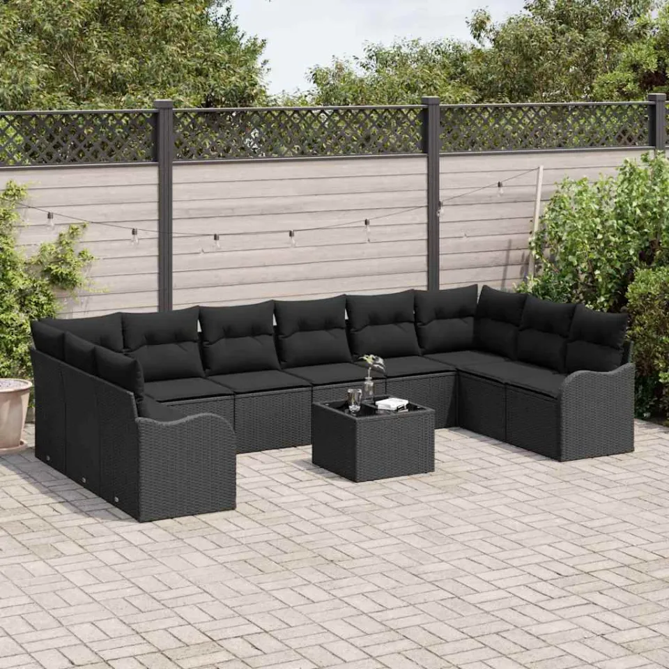 vidaXL Tuin Sofa Set 11 st Zwart poly rattan, foto 3