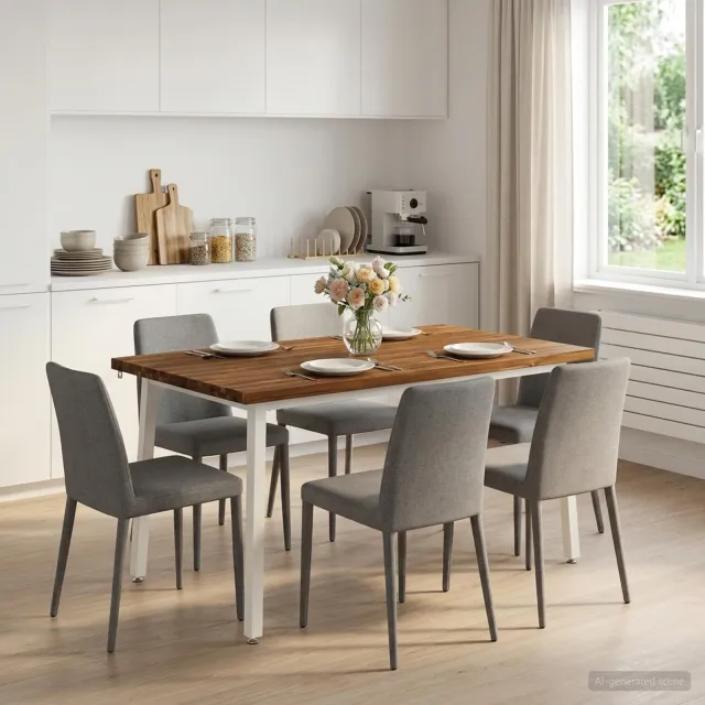 vidaXL Vierkante Eettafel 140 x 90 x 75 cm Massief Acaciahout Naturel