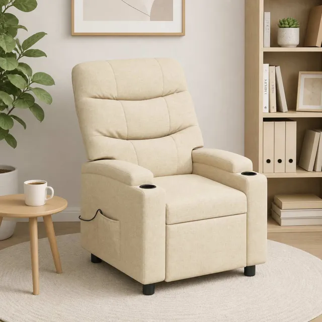 vidaXL Massage-relaxstoel Crèmekleurig 75 x 93 x 102 cm Stof