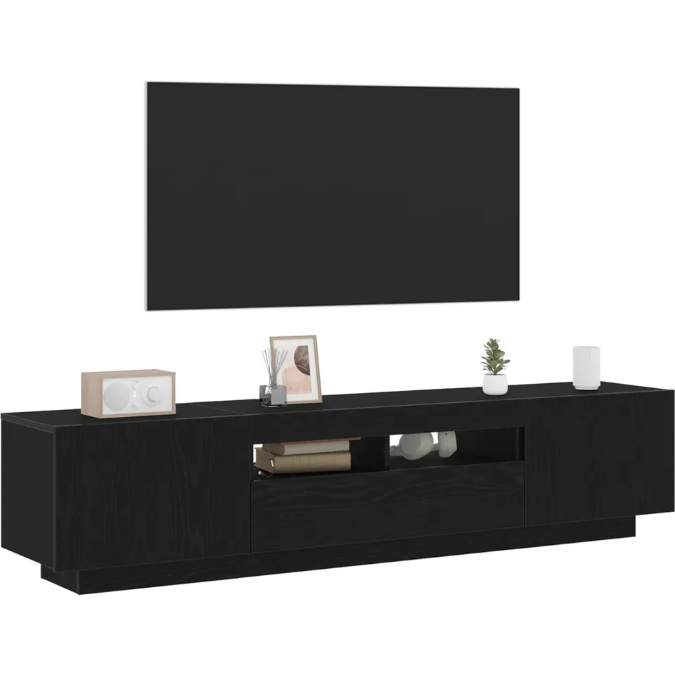 vidaXL Tv-meubelset 2 st Zwart Bewerkt hout