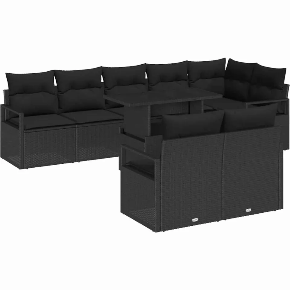vidaXL Tuin Sofa Set 9 st Zwart Poly riet