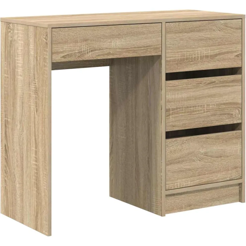 vidaXL Bureau Sonoma Eiken 90 x 37,5 x 75 cm Bewerkt hout, foto 3