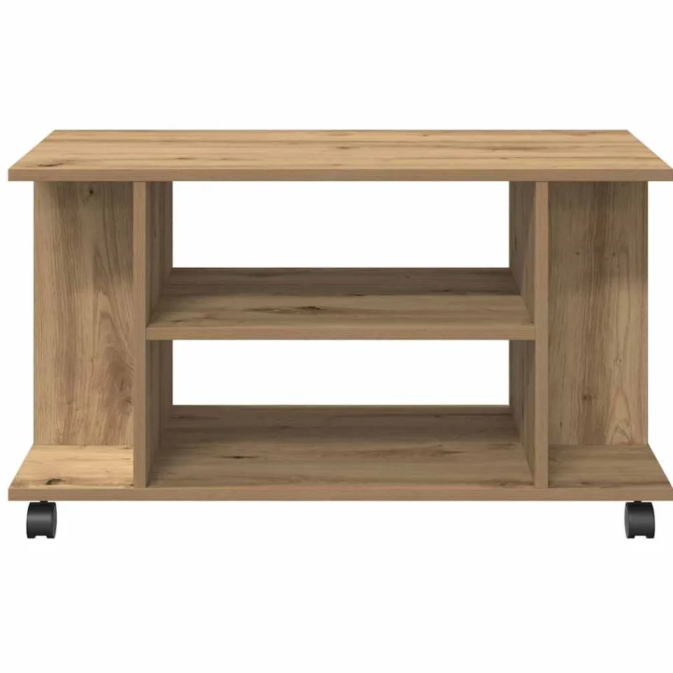 vidaXL Tv-meubel met wieltjes 80x40x45cm bewerkt hout artisanaal eiken Bruin