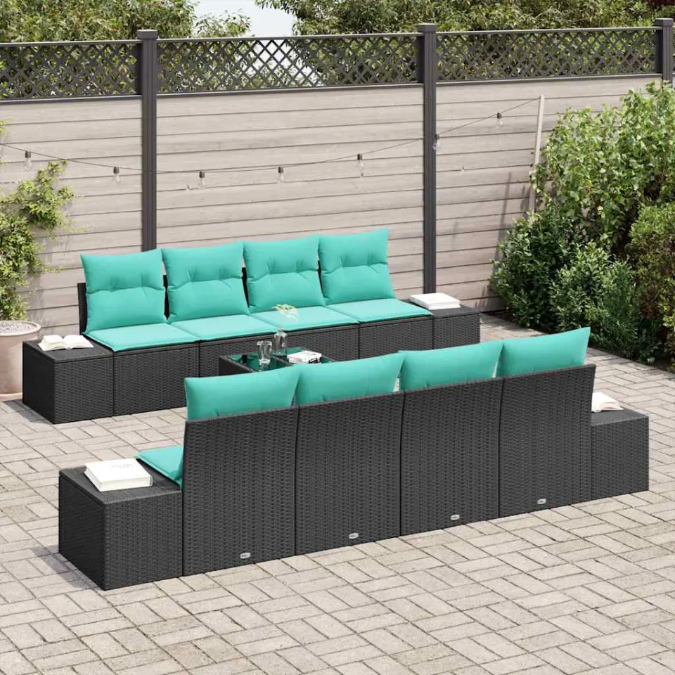 vidaXL Tuin Sofa Set 9 st Zwart poly rattan, foto 3