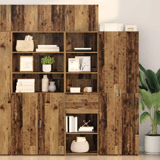 vidaXL Highboard Oud Hout 50 x 42,5 x 225 cm Bewerkt hout bruin, foto 2