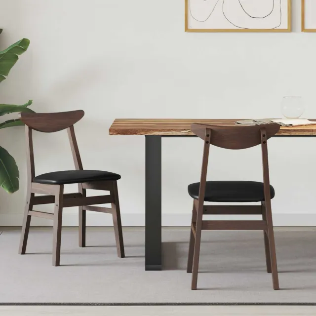 vidaXL Eettafelstoelen 2 st Massief Rubberhout Licht Bruin