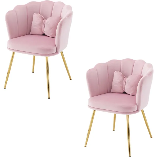 HAUSS SPOLE Eetkamerstoelen - 62x54,5x77 cm - Set Van 2 Armleunstoelen - Bloemvorm Rugleuning - Fluweel - Roze