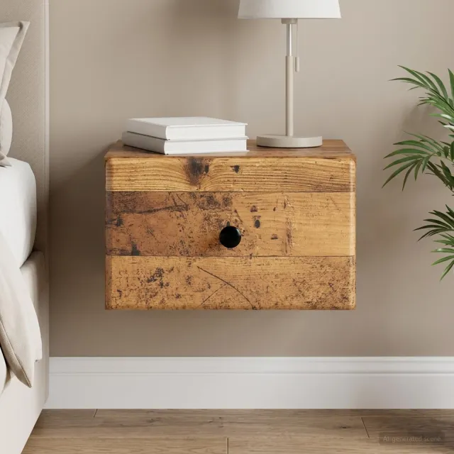 vidaXL Wandbeugel Bedkast Oud hout 34,5 x 33 x 20 cm Bewerkt hout bruin, foto 2