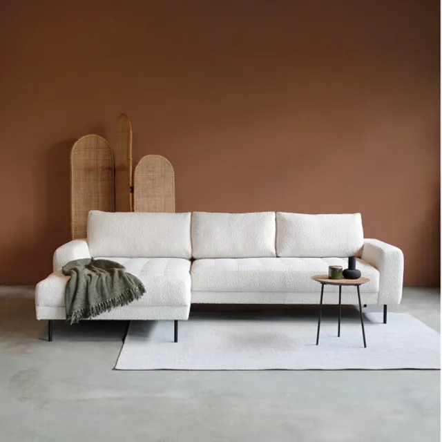 PEPP Interiors OREO hoekbank met chaise longue links - bouclé Legend 2 beige - 275x164x95 cm