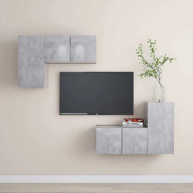 vidaXL 4-delige Tv-meubelset bewerkt hout betongrijs grijs, foto 2
