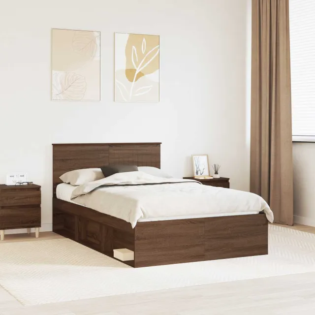 vidaXL Bedframe Bruin Eiken 120 x 190 cm Massief grenenhout