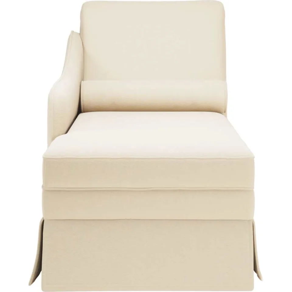 vidaXL Chaise longue met bolster en rechterarmleuning linnen Crème