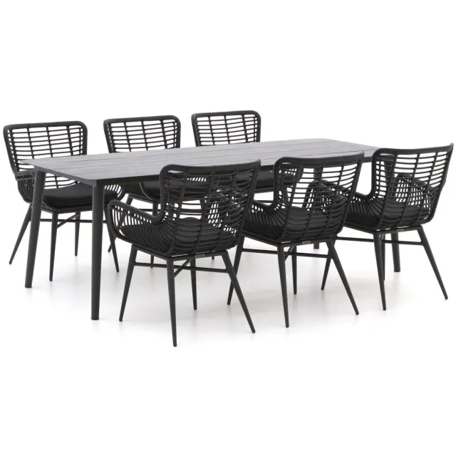 Intenso Furniture Intenso Asti/Sora 220cm dining tuinset 7-delig Zwart