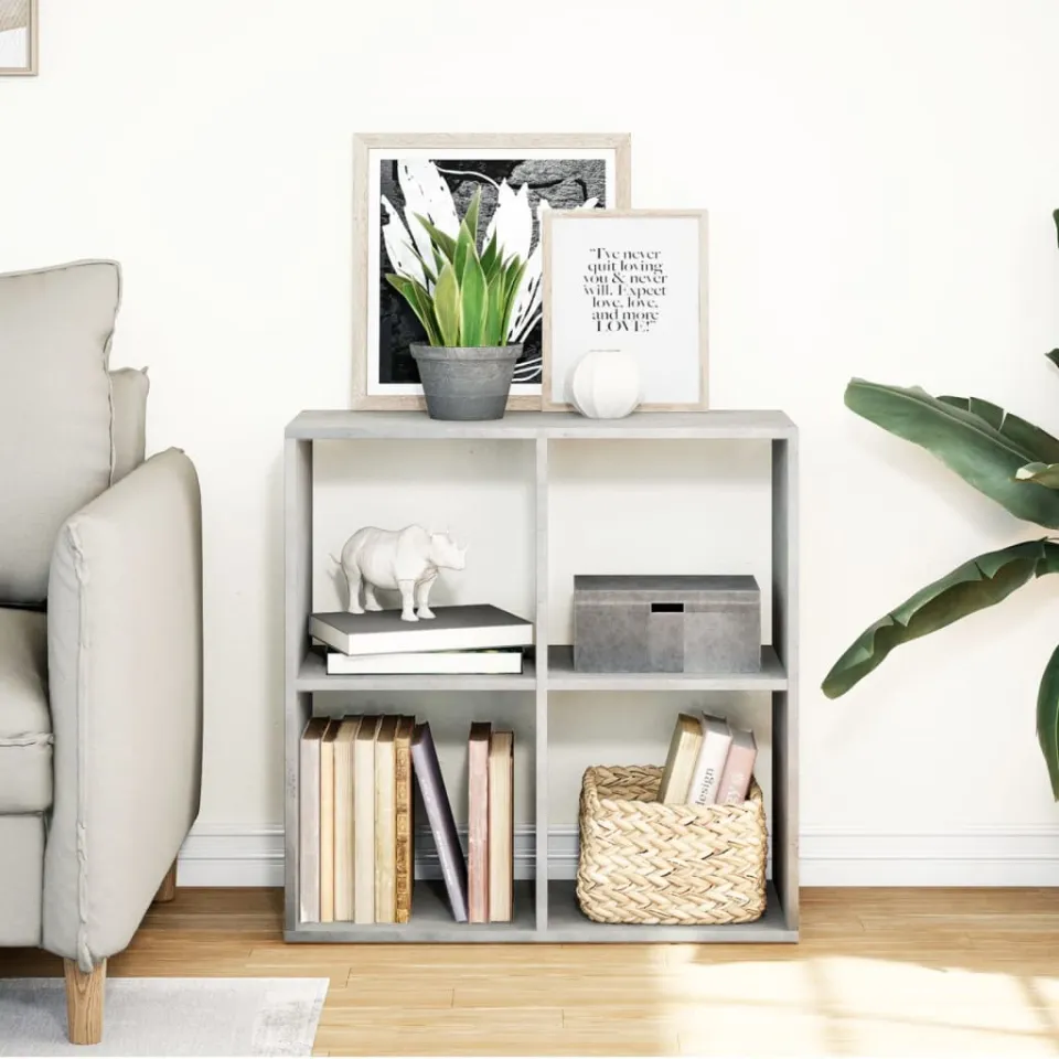 vidaXL Kamerscherm / boekenkast 69,5x29x69,5 cm hout betongrijs grijs, foto 2