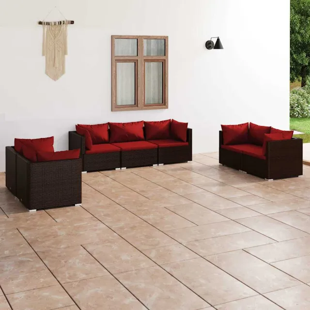 vidaXL 7-delige Loungeset met kussens poly rattan bruin, foto 2