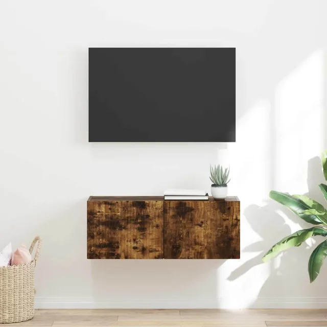 vidaXL TV Wandkast 78,5 x 30 x 29,5 cm Gerookt eiken Bewerkt hout Bruin