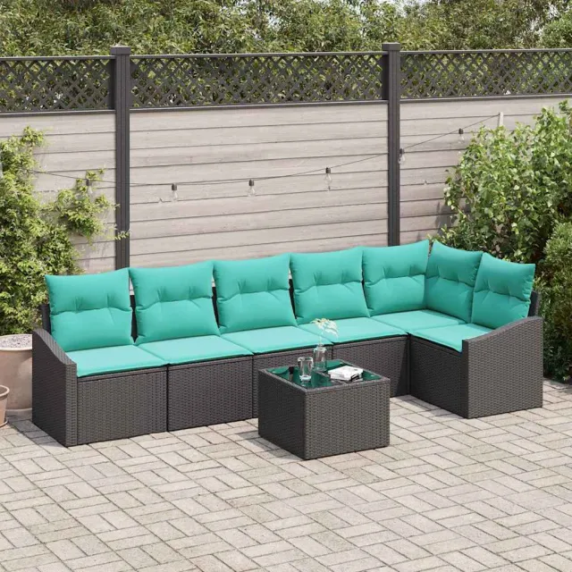 vidaXL Bankstel 7 st Zwart poly rattan, foto 2