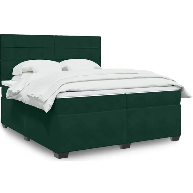 vidaXL Boxspring met matras fluweel donkergroen 200x200 cm groen