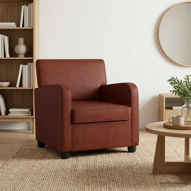 vidaXL Fauteuil Antiek glanzend bruin Kunstleer