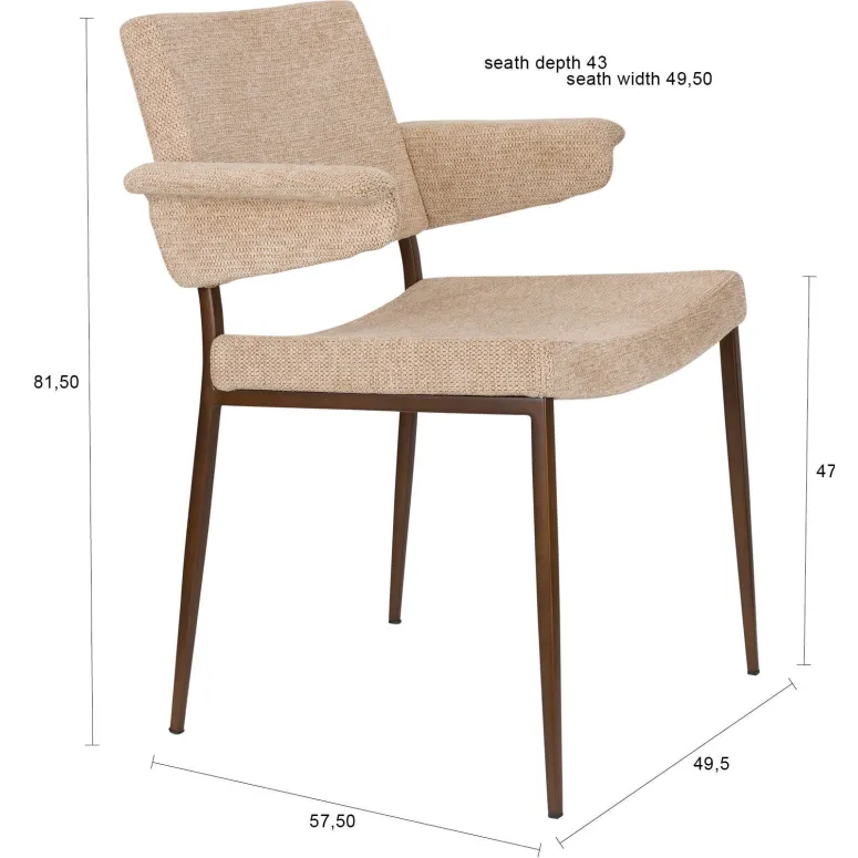 Dutchbone Portland eetkamerstoel beige, foto 5