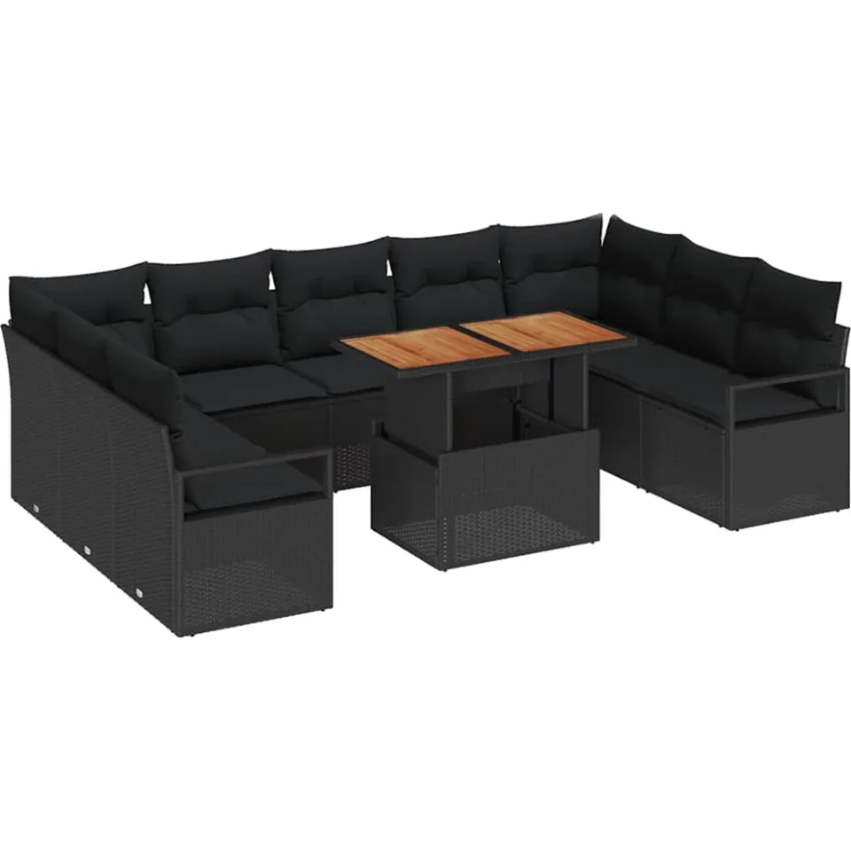 vidaXL Tuin Sofa Set 10 st Zwart Poly riet