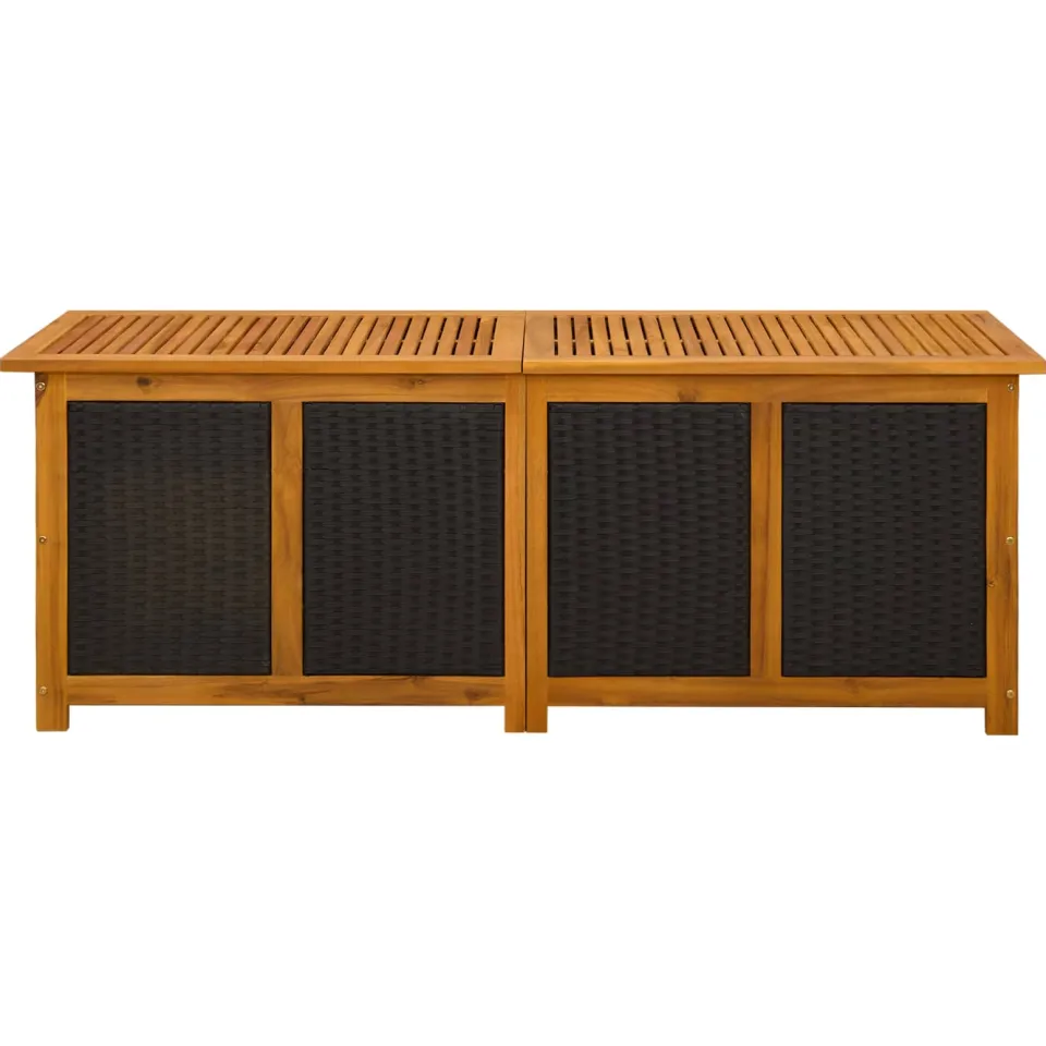 vidaXL Tuinopslagdoos 243 L Massief Acaciahout 150 x 50 x 56 cm Zwart, foto 4