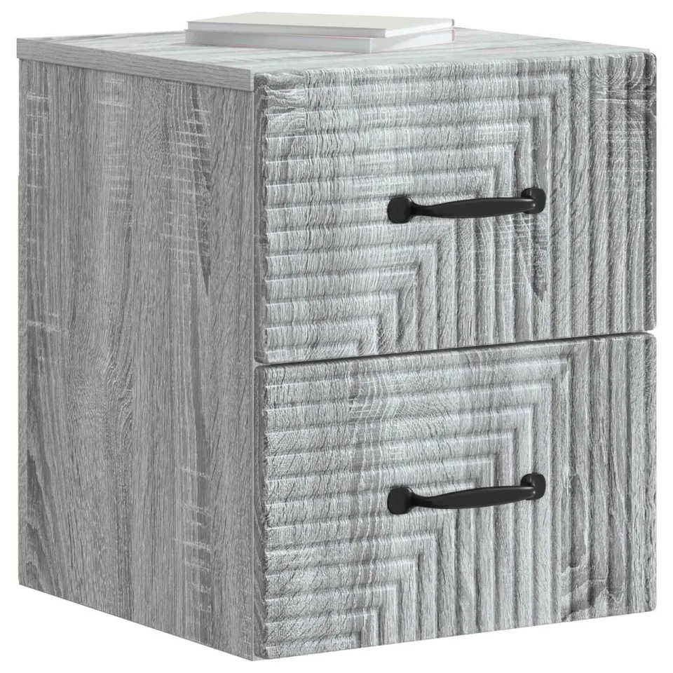 vidaXL Wandbeugel Bedkast 2 st Grijs sonoma 34,5 x 33 x 40 cm