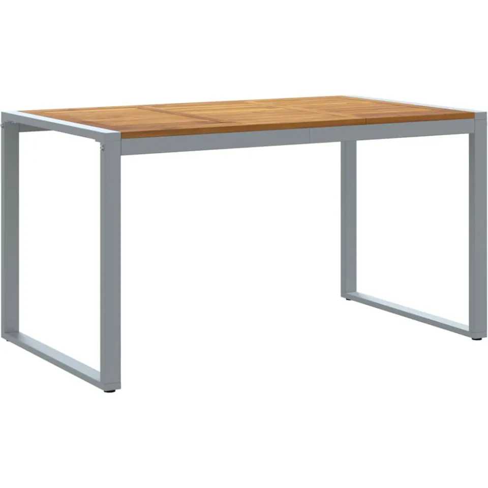 vidaXL Tuinstafel Grijs 140 x 80 x 75 cm Massief Acaciahout, foto 3