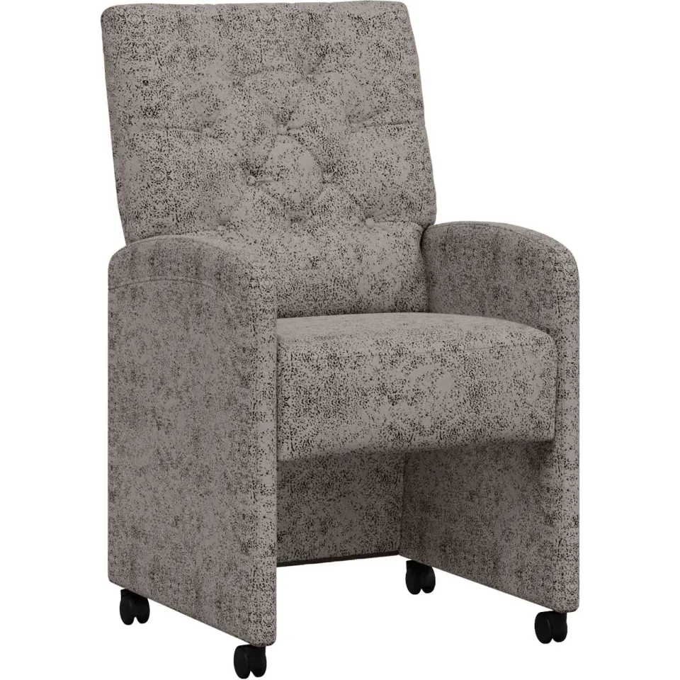 vidaXL Eetkamerstoelen met Wieltjes 2 st Nep Suede Leer Lichtgrijs, foto 3