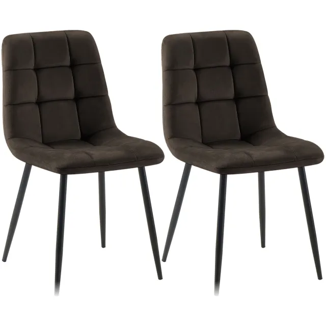 Luxe Comfort Eetkamerstoelen - Set van 2 - Fluweel - Bruin