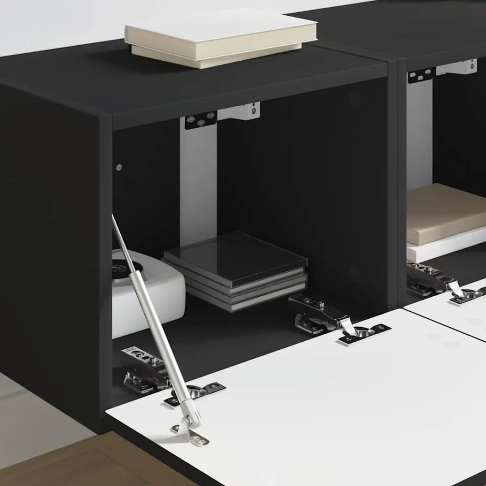 vidaXL TV Wandkast 2 st Zwart Bewerkt hout, foto 4