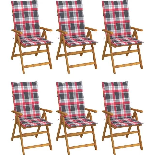 vidaXL Inklapbare stoelen 6 st met kussens massief acaciahout Bruin