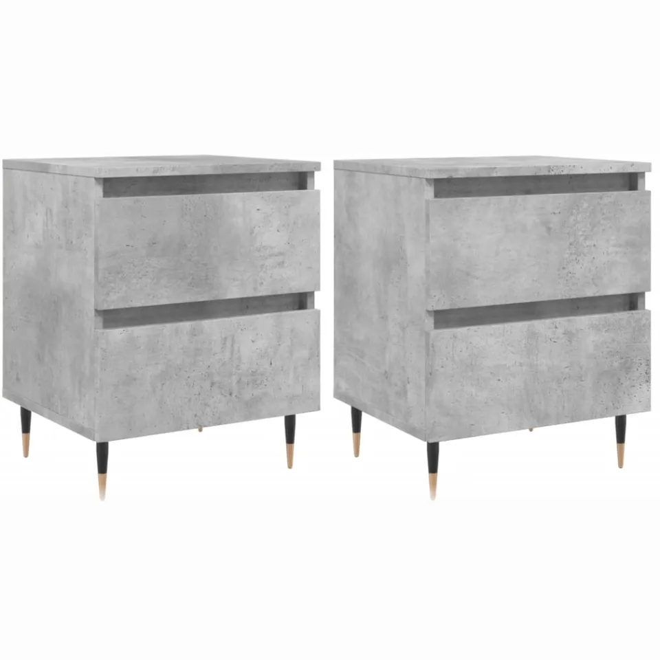 vidaXL Nachtkastjes 2 st 40x35x50 cm bewerkt hout betongrijs grijs, foto 3