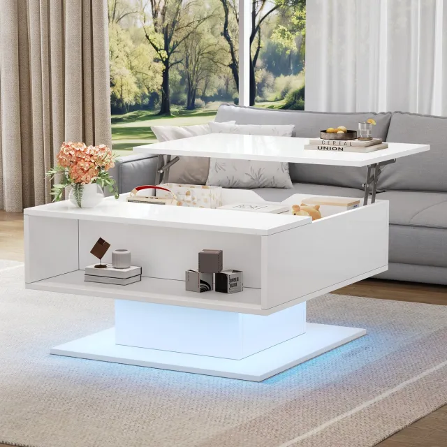 COVREO Salontafel 80 x 75 x 40 cm wit, spaanplaat met opbergruimte White