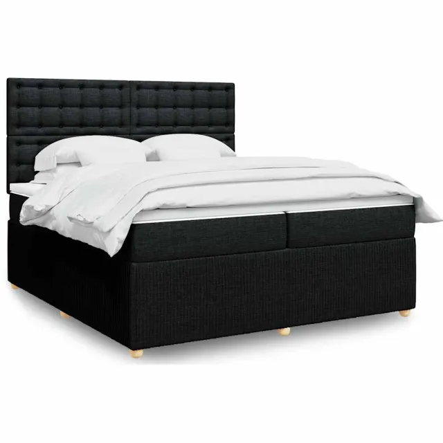 vidaXL Boxspring met matras stof zwart 200x200 cm