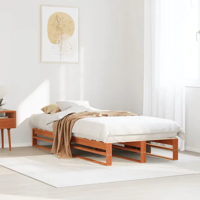vidaXL Bedframe zonder matras massief grenenhout wasbruin 90x200 cm