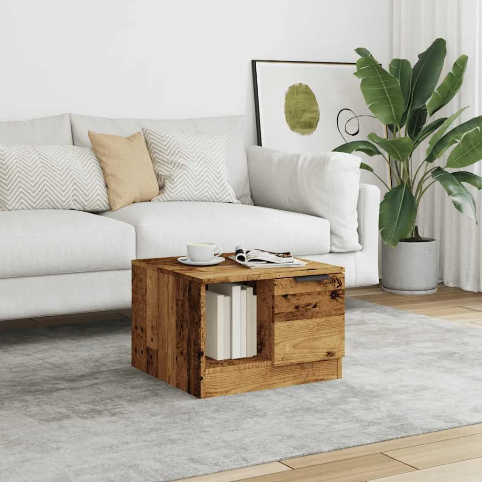 vidaXL Salontafel 50x50x36 cm bewerkt hout oud houtkleurig bruin, foto 2