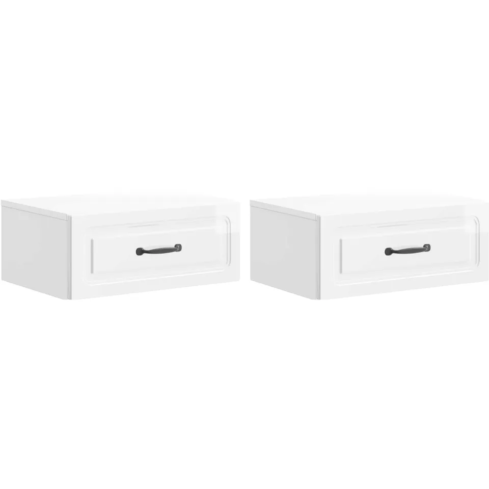 vidaXL Wandbeugel Bedkast 2 st Hoogglans Wit 49 x 34,5 x 20 cm, foto 3