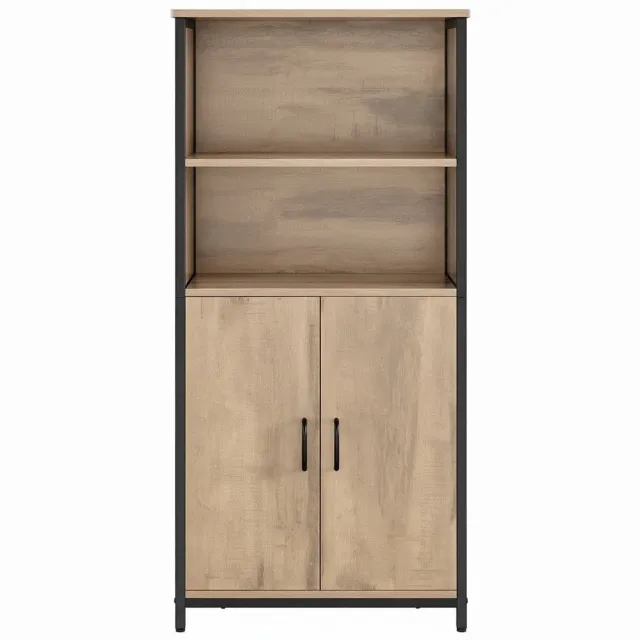 Klarven Boekenkast Bruin - Boekenkast met Deuren - Boekenkastje - Bookcase - Verstelbare Planken, Max 20kg per Plank - 60x35x124,5 cm