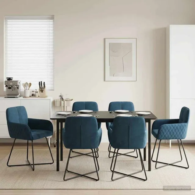 vidaXL Eettafelstoelen 6 st fluweel Blauw 59 x 56,5 x 86 cm, foto 2