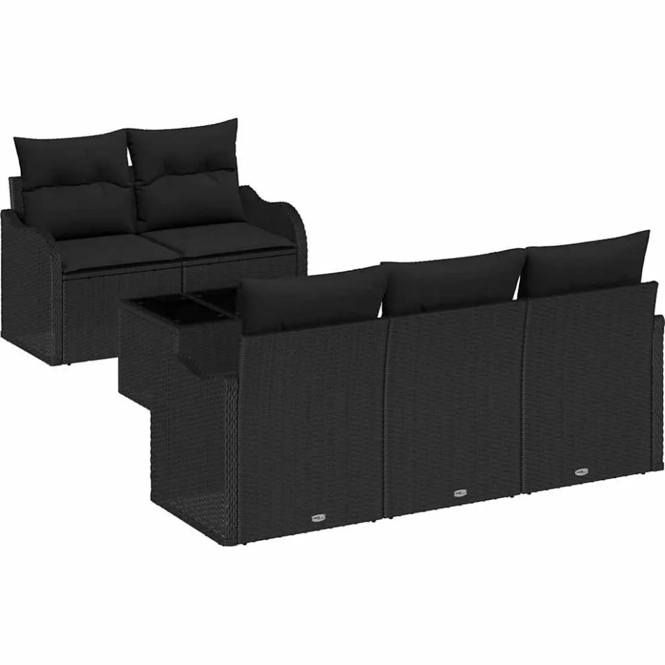 vidaXL Tuin Sofa Set Zwart poly rattan
