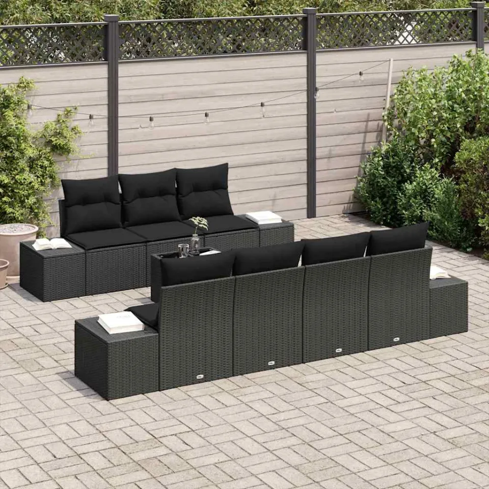 vidaXL Tuin Sofa Set 8 st Zwart poly rattan, foto 3