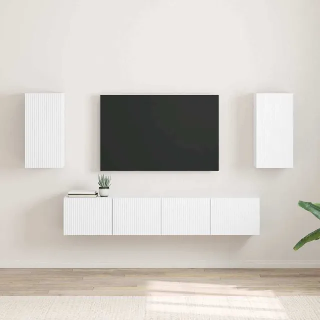 vidaXL TV Wandkast 2 st Wit Bewerkt hout, foto 2