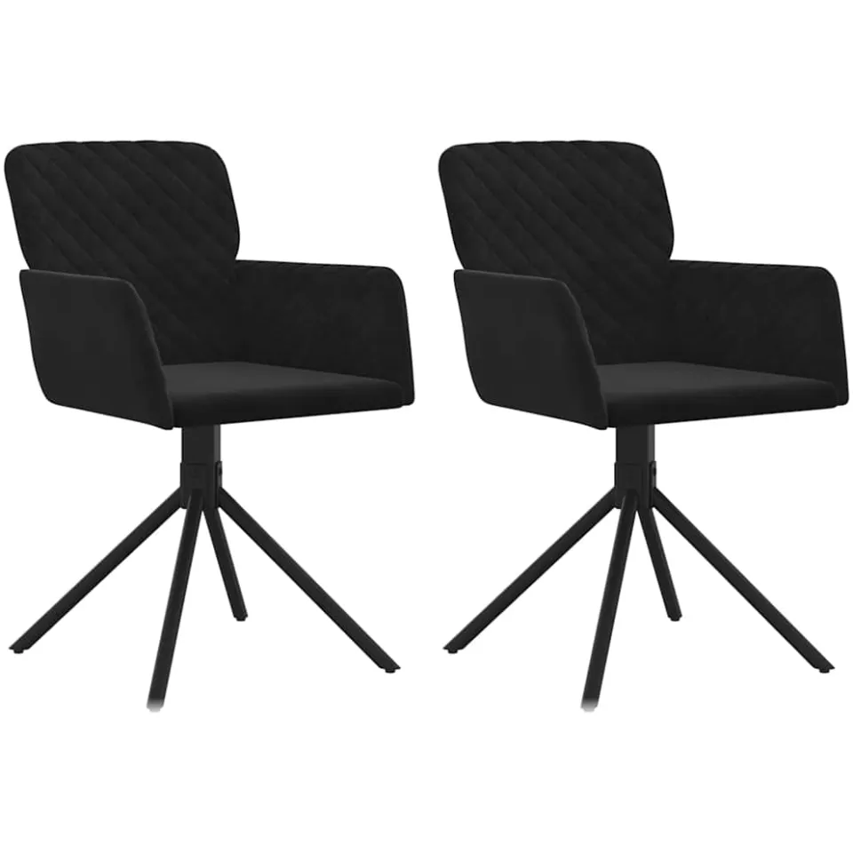 vidaXL Eetkamerstoelen draaibaar 2 st fluweel zwart, foto 3
