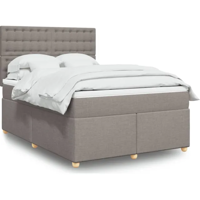 vidaXL Boxspring met matras stof taupe 140x190 cm