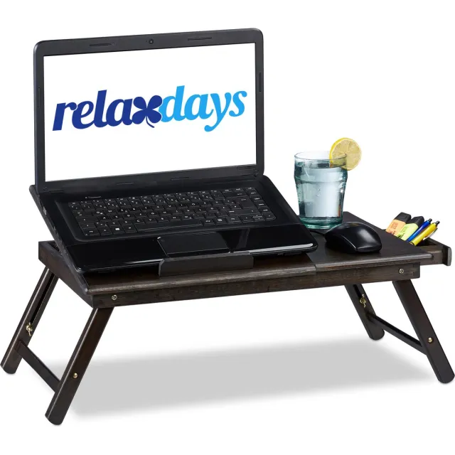 Relaxdays Laptoptafel bed / bank - Bamboe - 24 x 60 x 35 cm - Donkerbruin
