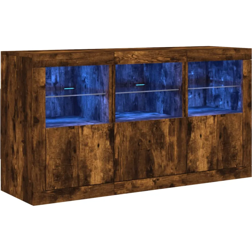 vidaXL Dressoir met LED-verlichting 123x37x67 cm gerookt eikenkleurig, foto 3
